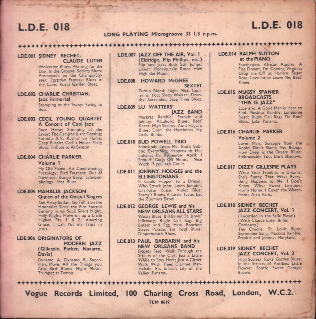 Sidney Bechet - Jazz Concert With Claude Luter And His Orchestra Volume 1 - 10 Inch