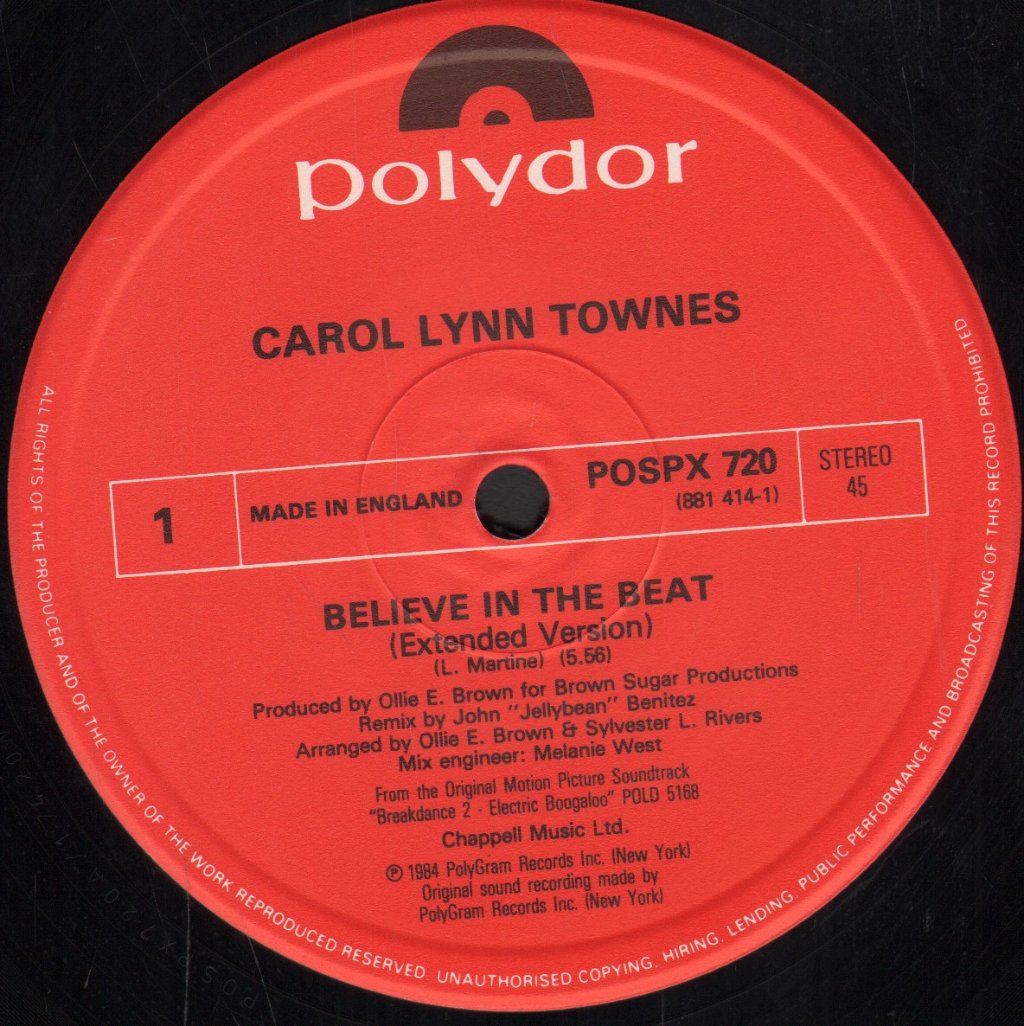 Carol Lynn Townes - Believe In The Beat - 12 Inch