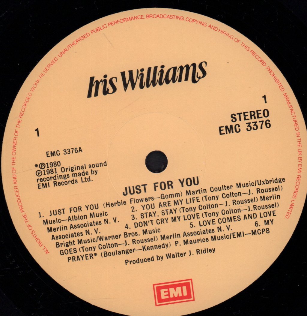 Iris Williams - Just For You - Lp