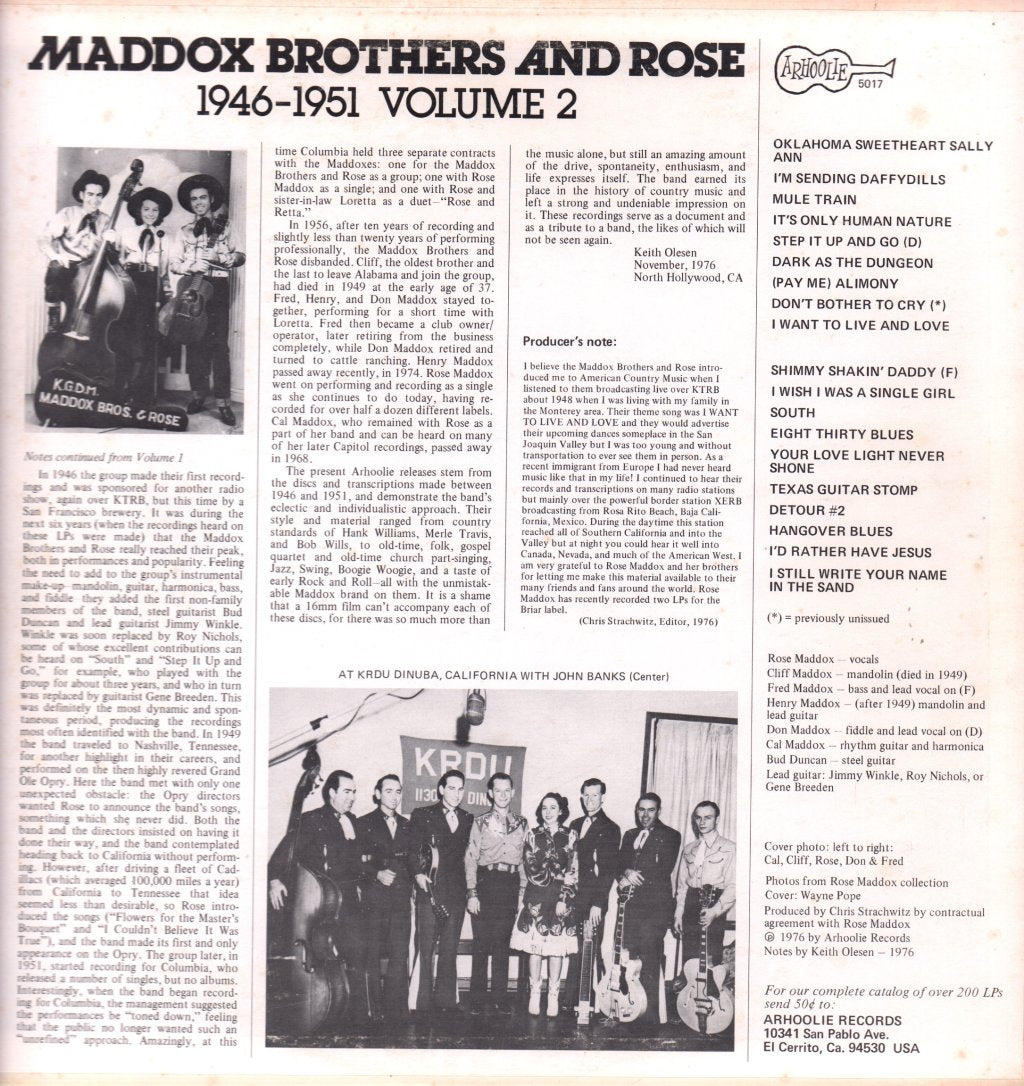Maddox Brothers And Rose - 1946-1951 Volume 2 - Lp