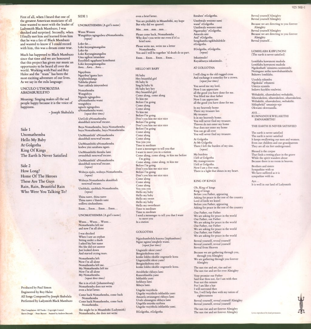 Ladysmith Black Mambazo - Shaka Zulu - Lp