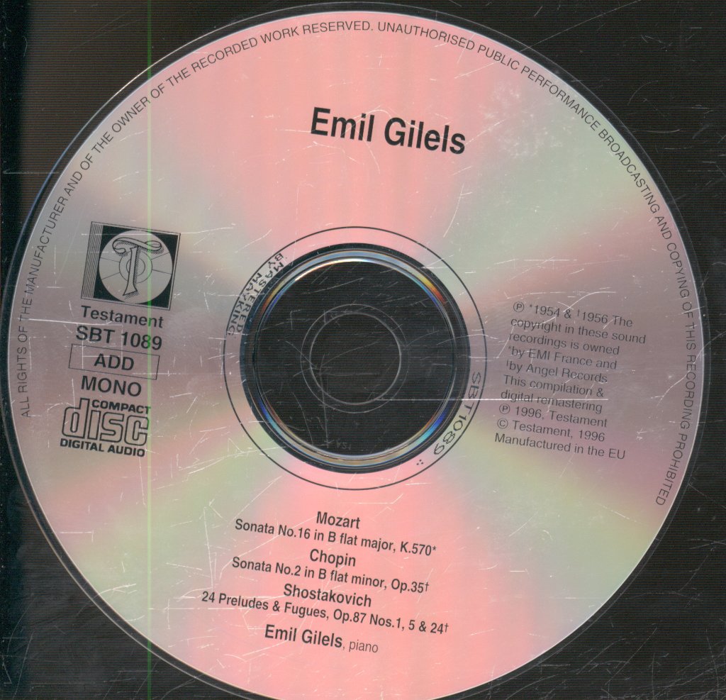 Emil Gilels - Mozart. Chopin. Shostakovich - Cd
