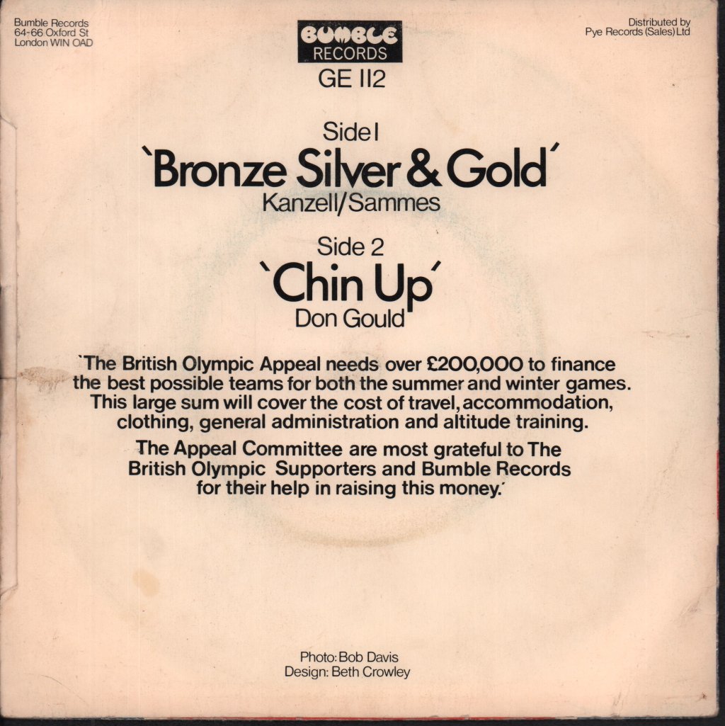British Olympic Supporters - Bronze, Silver And Gold - 7 Inch