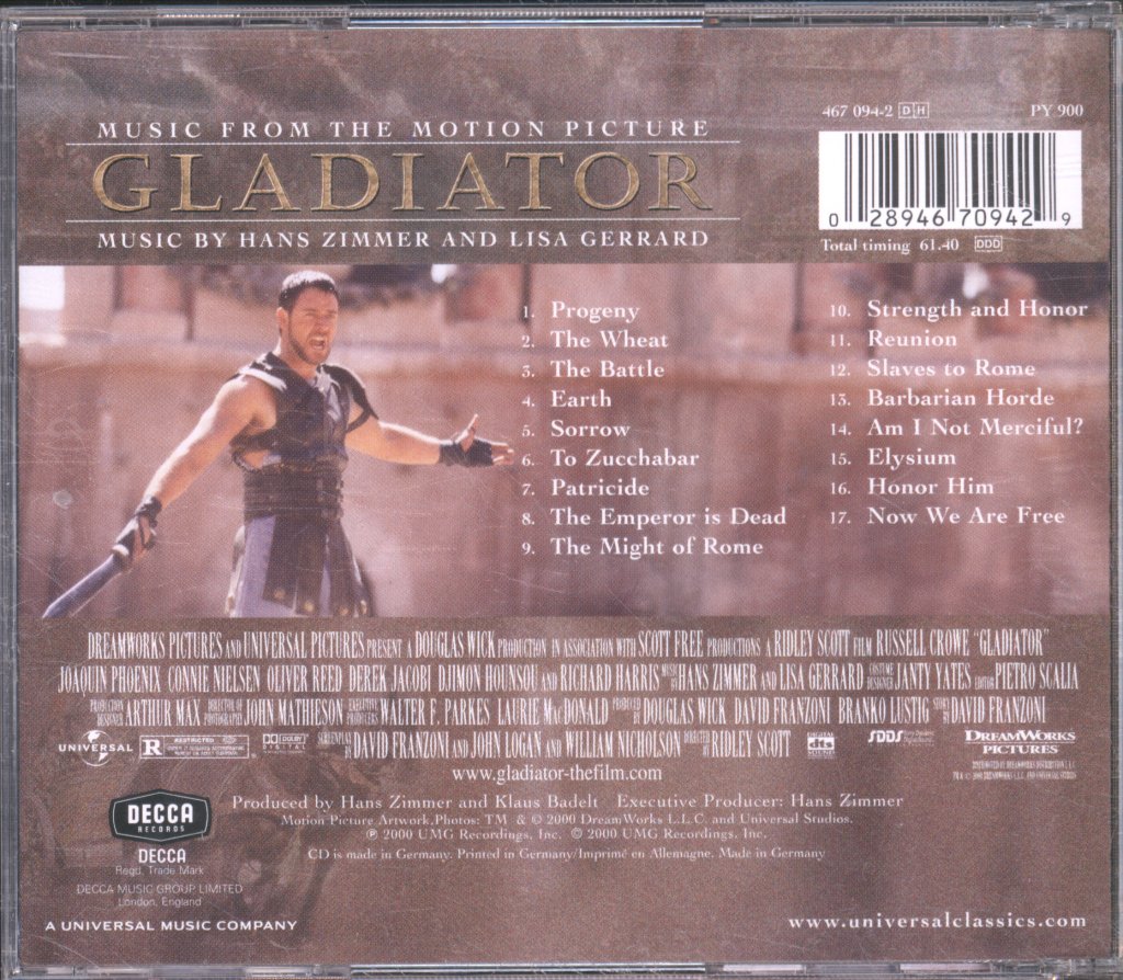 Hans Zimmer - Gladiator (Music From The Motion Picture) - Cd