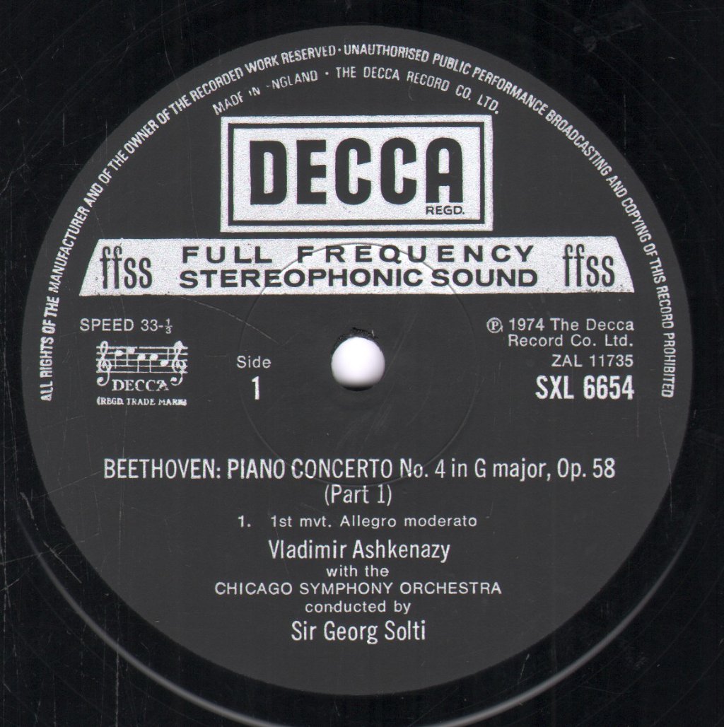 Vladimir Ashkenazy / Georg Solti / Chicago Symphony Orchestra - Beethoven - Piano Concerto No.4 / Leonora No.3 Overture - Lp