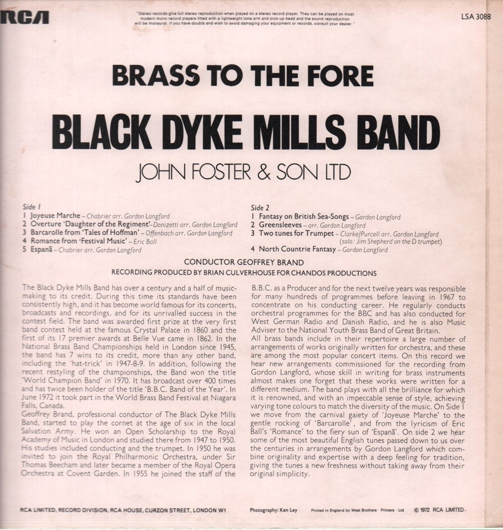 Black Dyke Mills Band - To The Fore - Lp