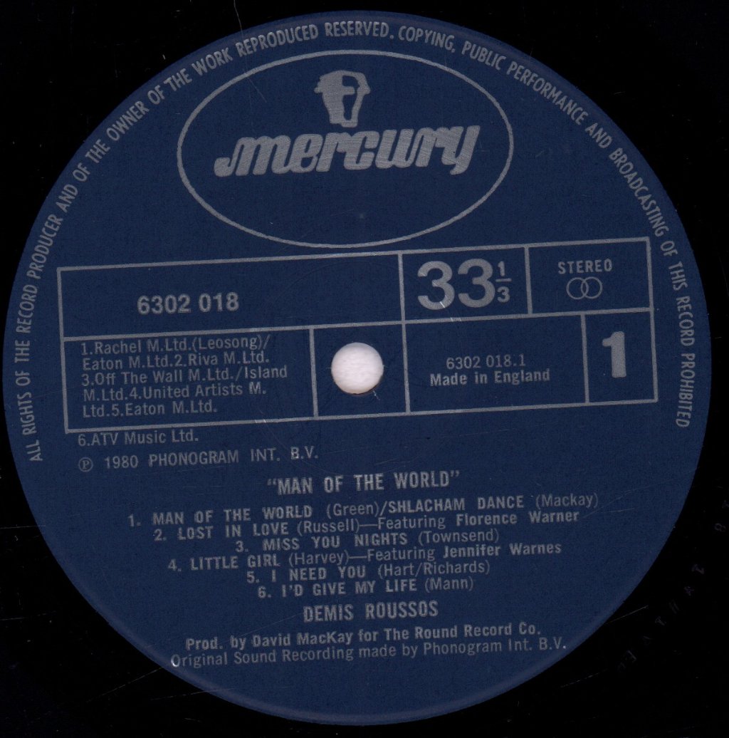 Demis Roussos - Man Of The World - Lp