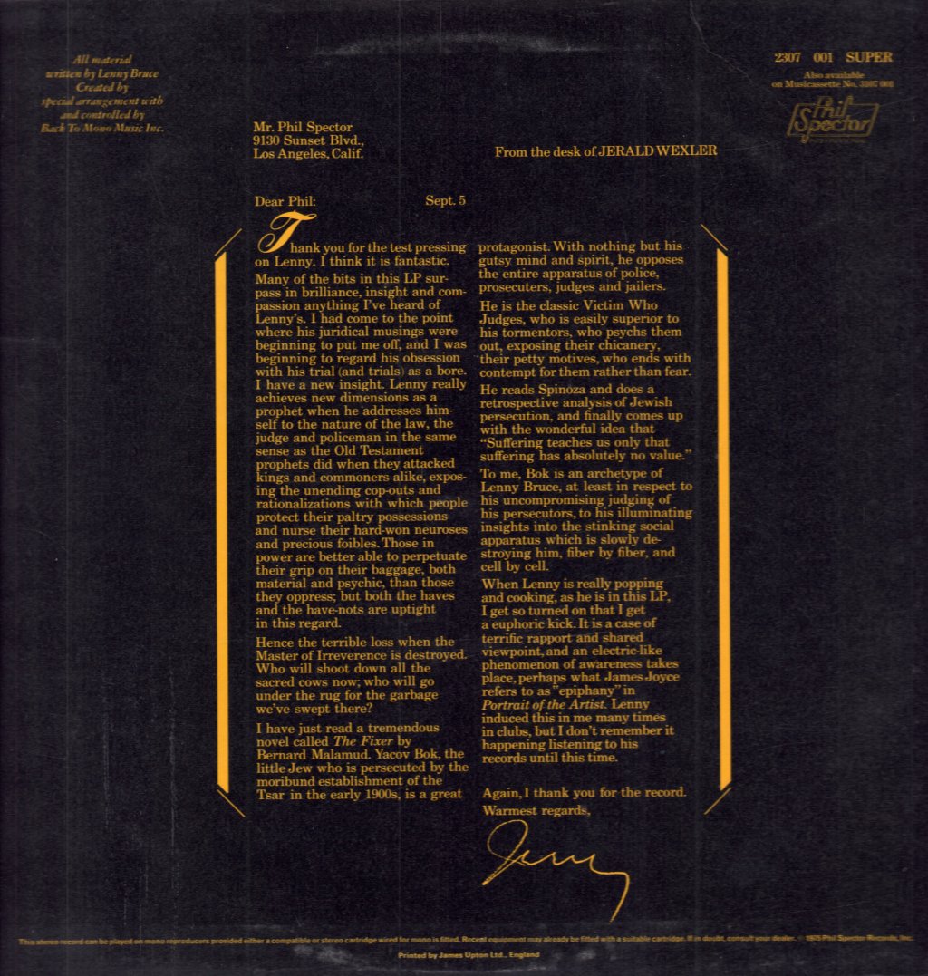 Lenny Bruce - Law Language And Lenny Bruce - Lp