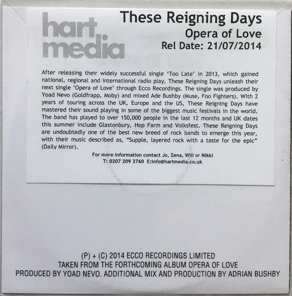These Reigning Days - Opera Of Love - Cdr