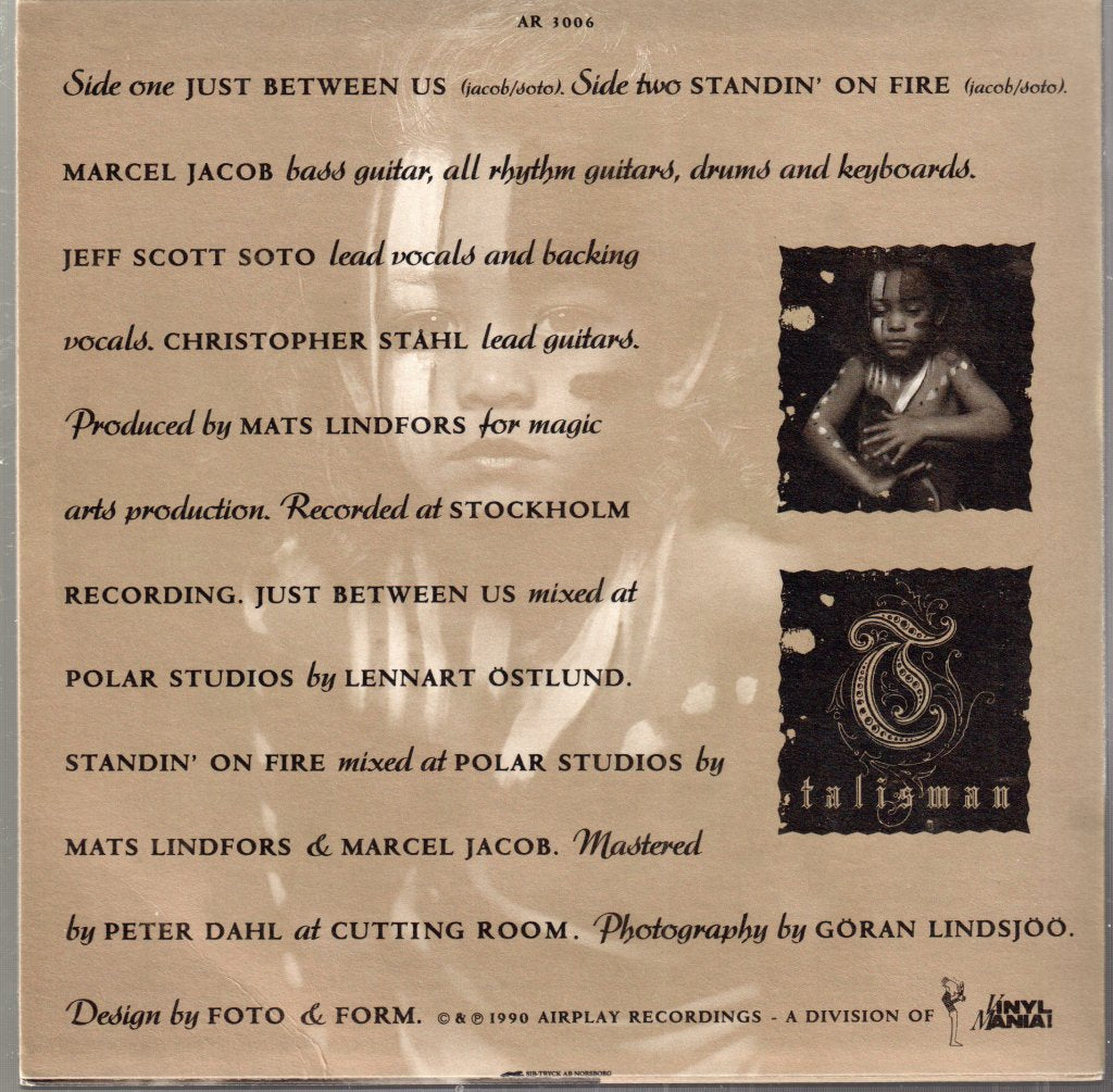 Talisman (Rock Band) - Just Between Us - 7 Inch