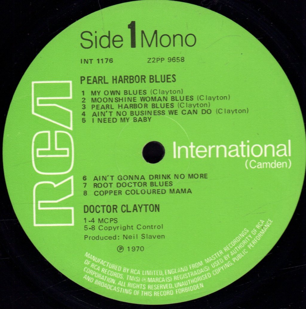 doctor clayton & his buddy - Pearl Harbour Blues - Lp