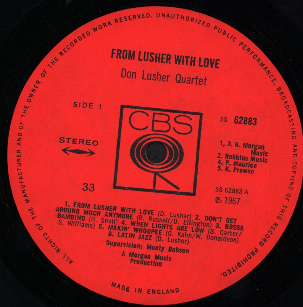 Don Lusher Quartet - From Lusher With Love - Lp
