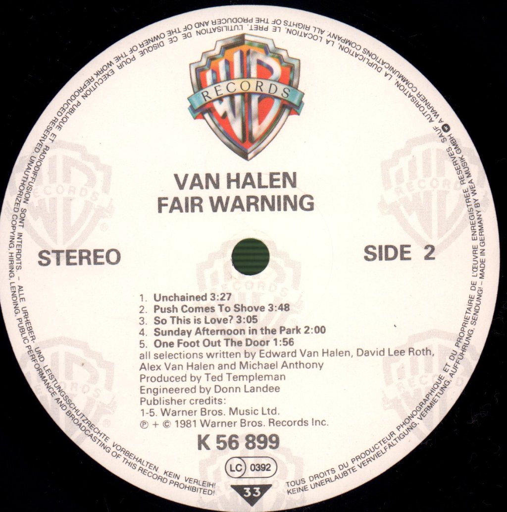 Van Halen - Fair Warning - Lp