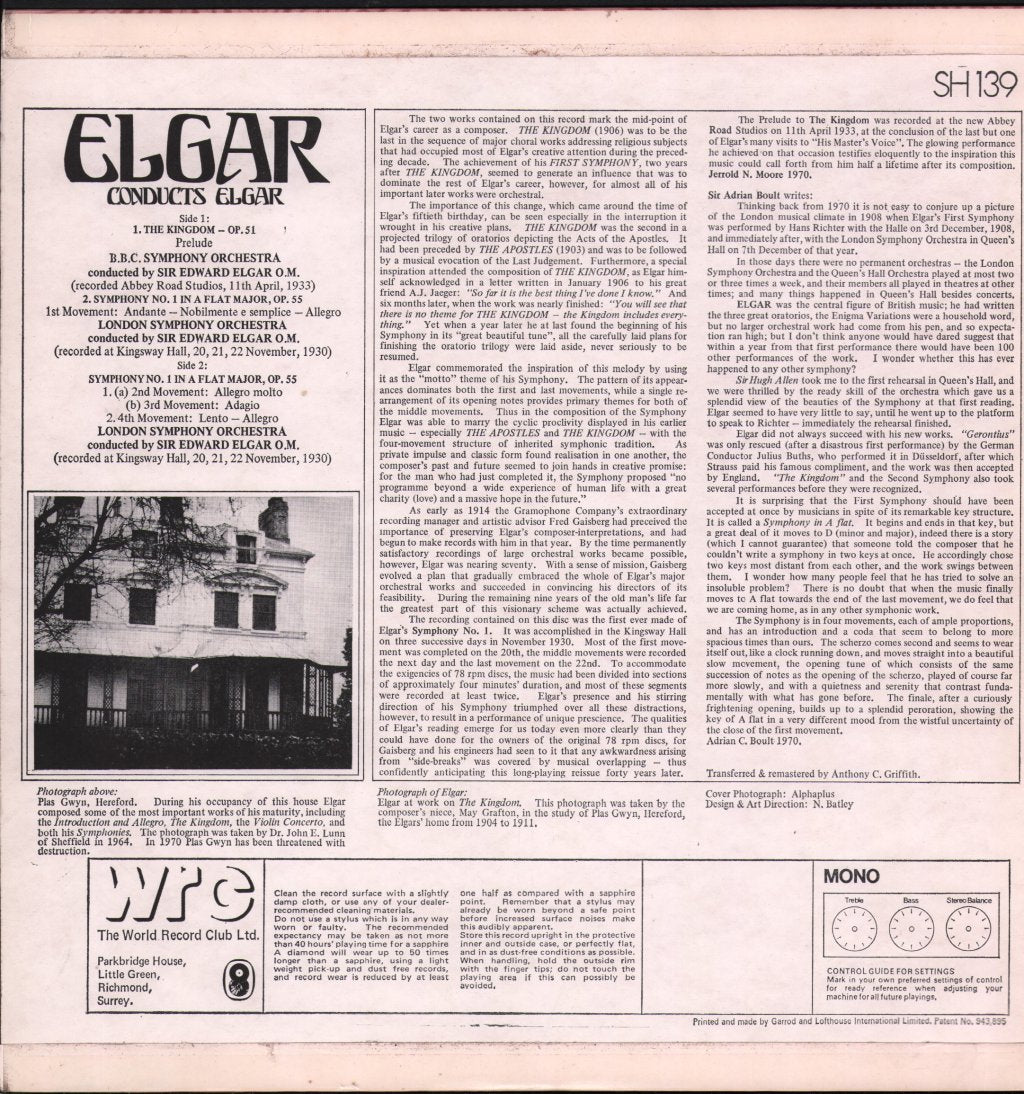 Sir Edward Elgar / London Symphony / BBC Symphony Orchestra - Elgar Conducts Elgar - Lp
