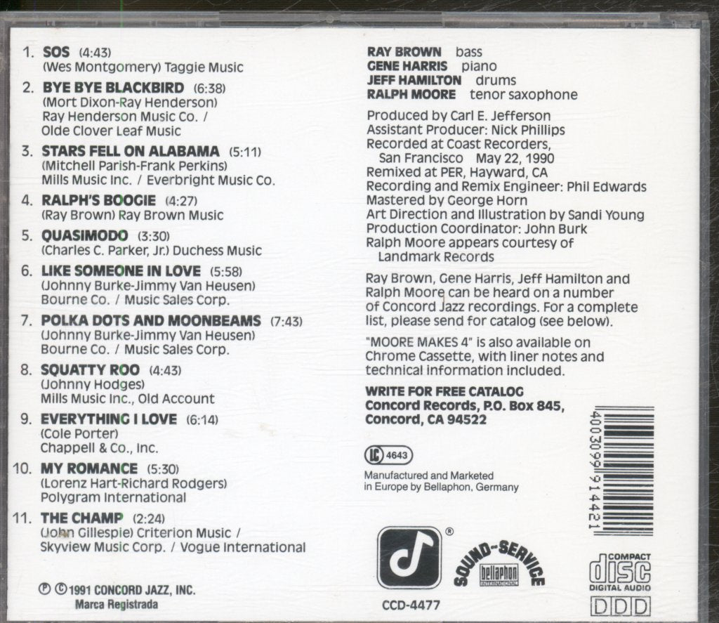 Ray Brown Trio With Ralph Moore - Moore Makes 4 - Cd