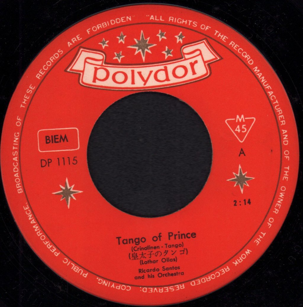 ricardo santos and his orchestra - Tango Of Prince - 7 Inch