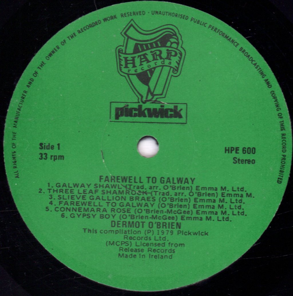 Dermot O'brien - Farewell To Galway - Lp