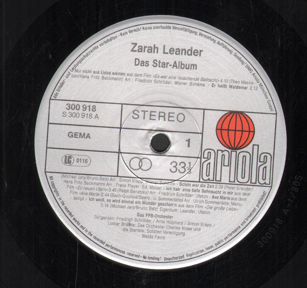 Zarah Leander - Das Star Album - Double Lp