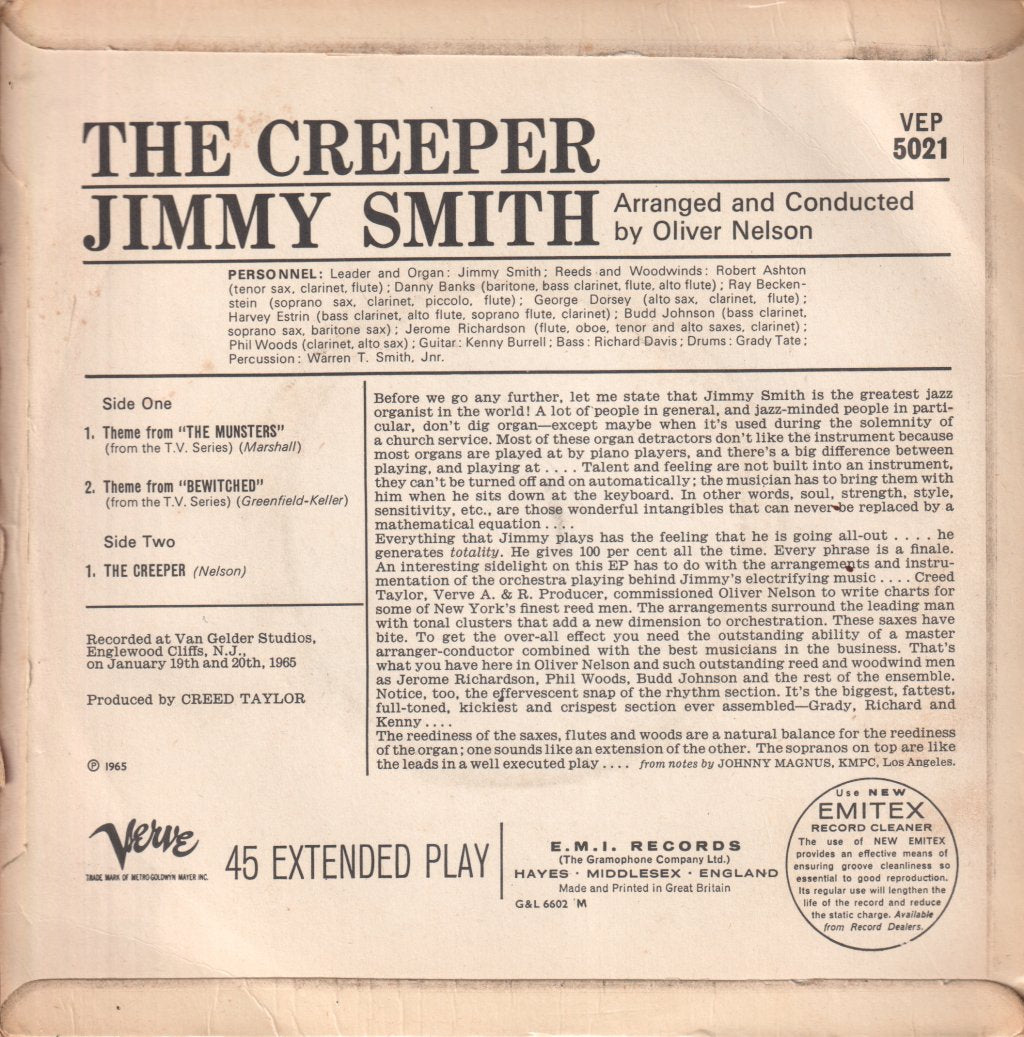 Jimmy Smith - Creeper - 7 Inch