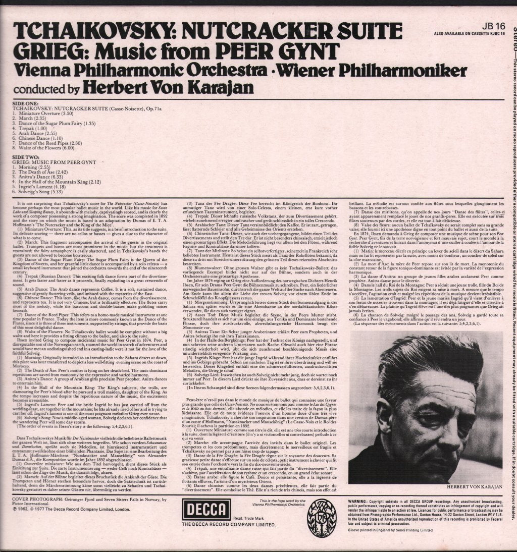 Herbert von Karajan / Vienna Philharmonic Orchestra - Tchaikovsky - Nutcracker Suite / Grieg - Music From Peer Gynt - Lp