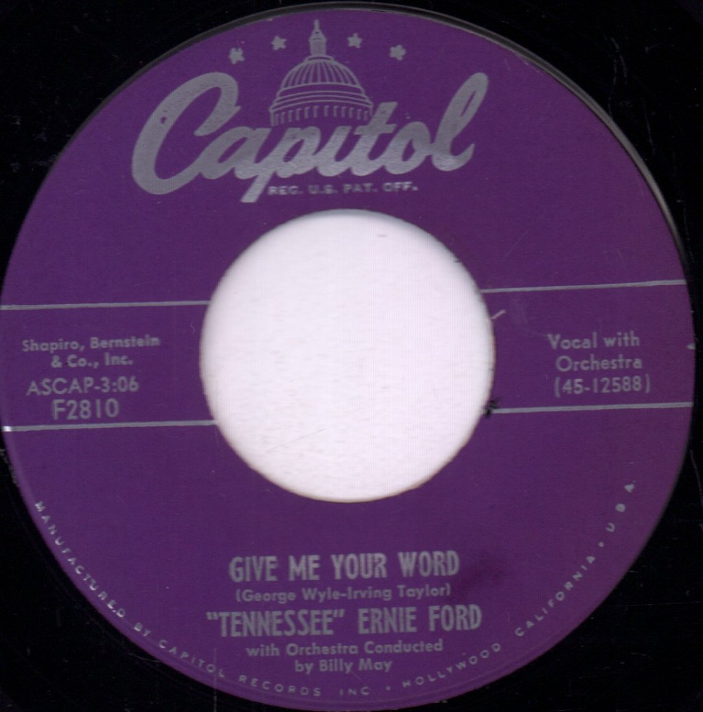 Tennessee Ernie Ford - Give Me Your Word / River Of No Return - 7 Inch