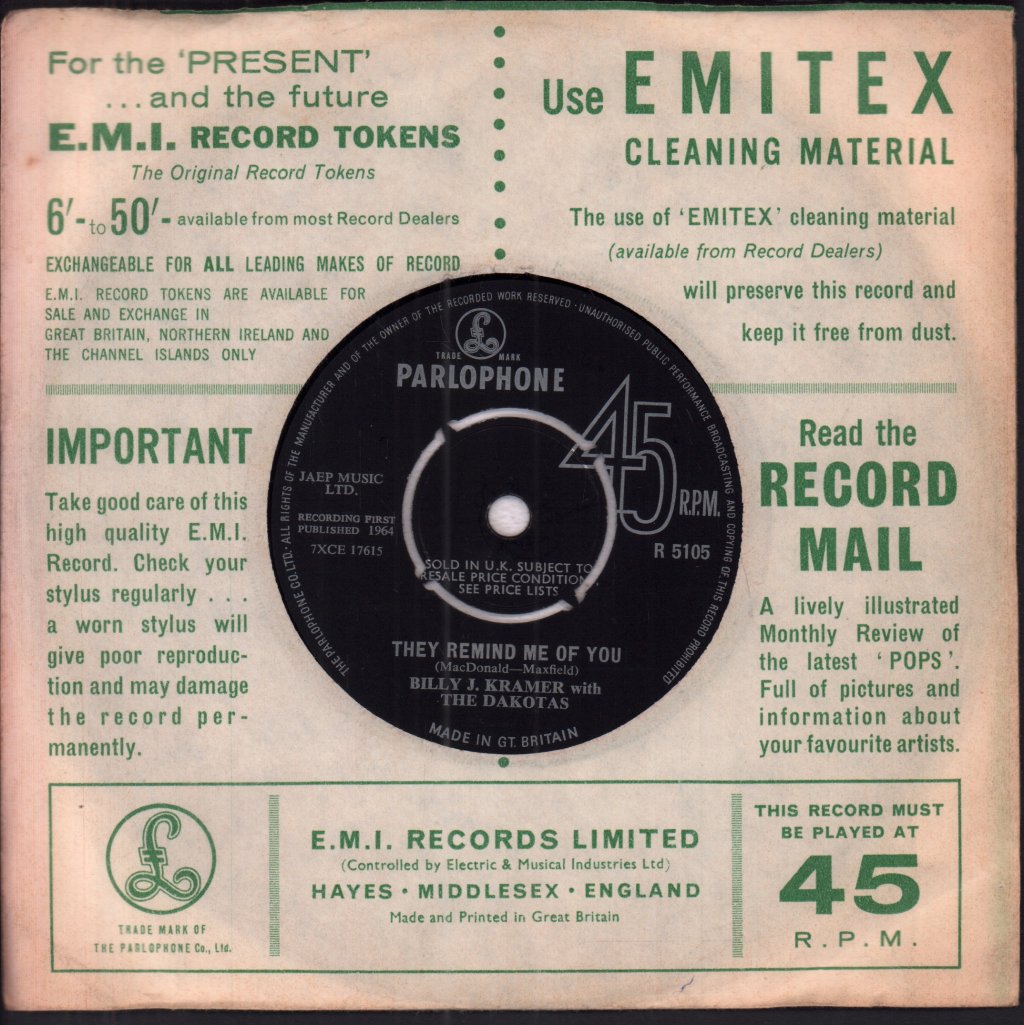 Billy J.Kramer And The Dakotas - Little Children - 7 Inch