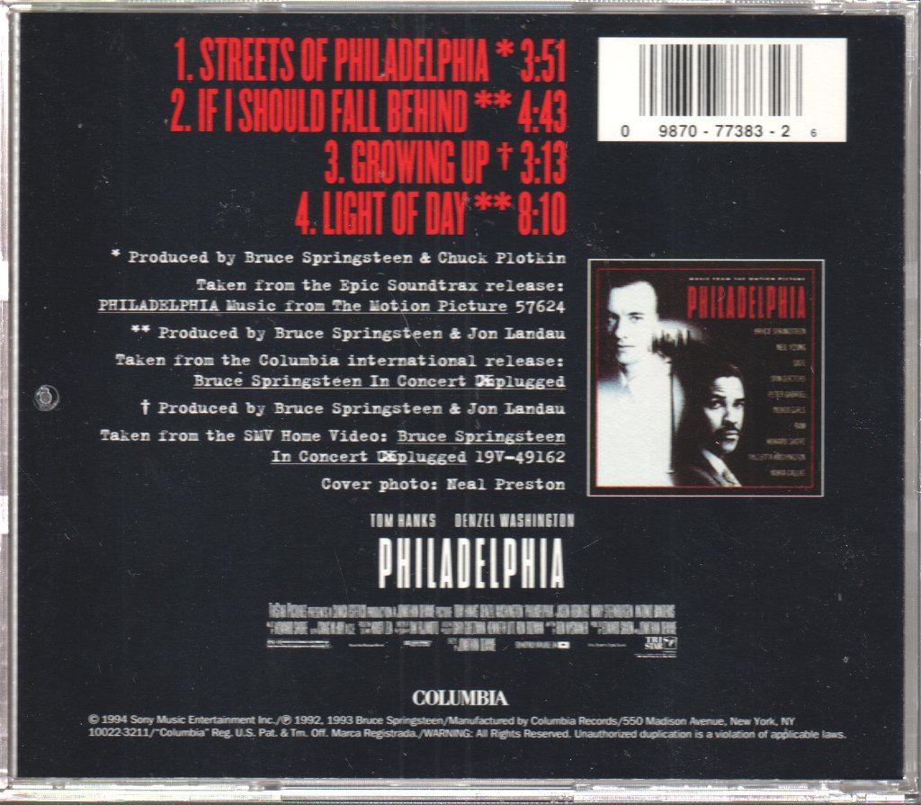 Bruce Springsteen - Streets Of Philadelphia - Cd
