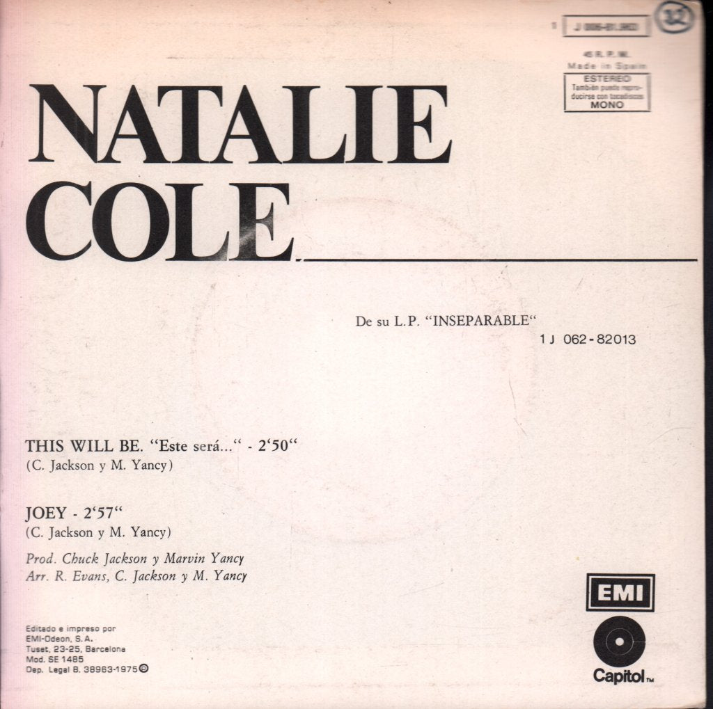 Natalie Cole - this will be - 7 Inch
