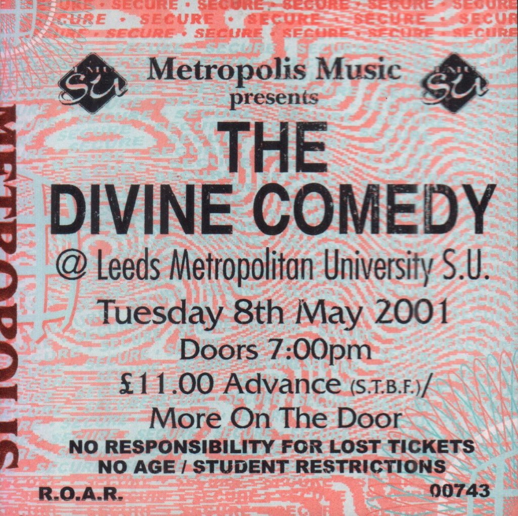 Divine Comedy - leeds metropolitan uni 8th may 2001 - Ticket