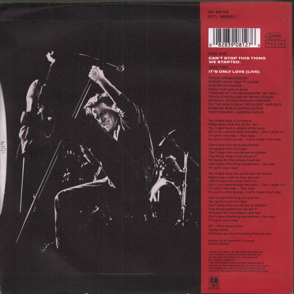 Bryan Adams - Can't Stop This Thing We Started - 7 Inch