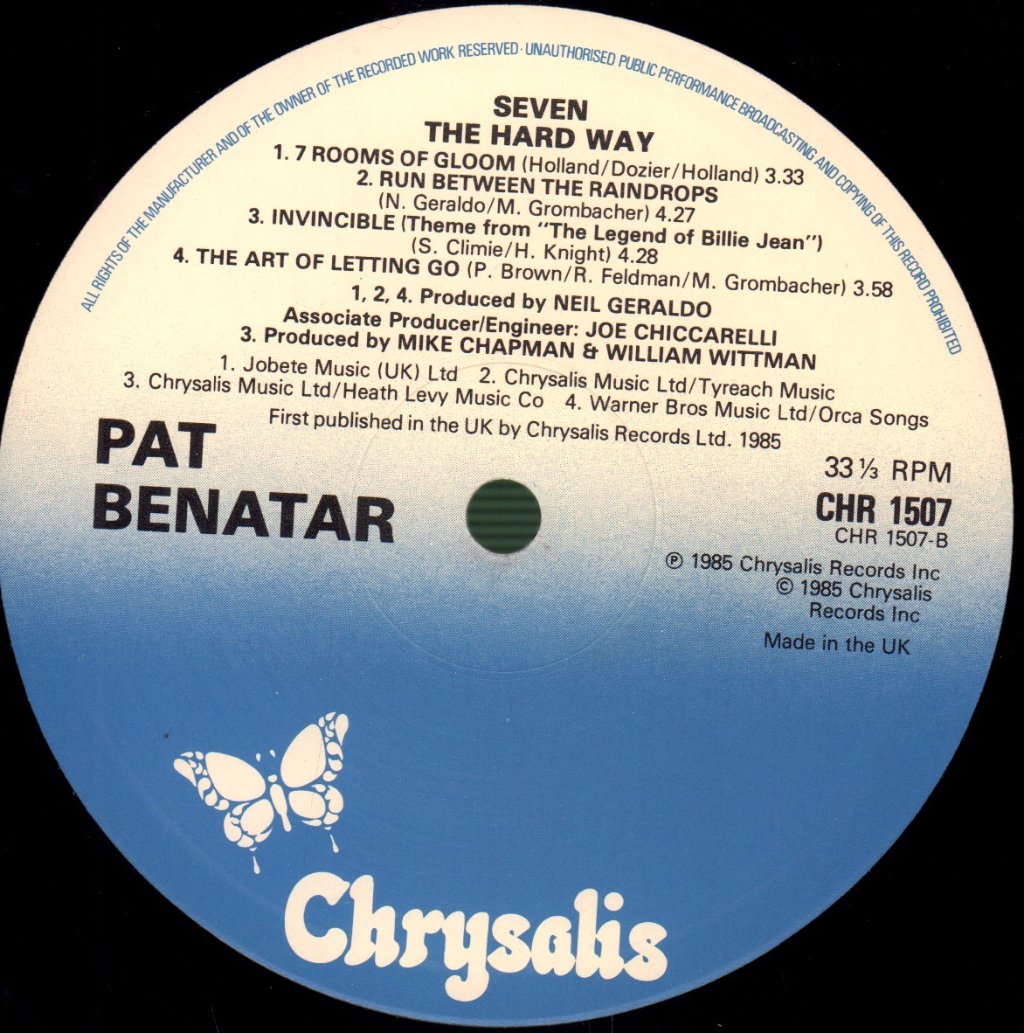 Pat Benatar - Seven The Hard Way - Lp