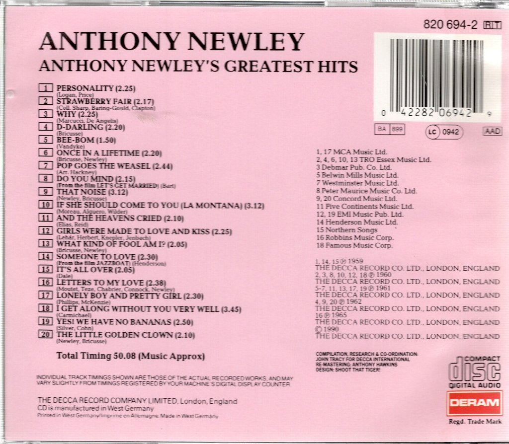 Anthony Newley - Anthony Newley's Greatest Hits - Cd