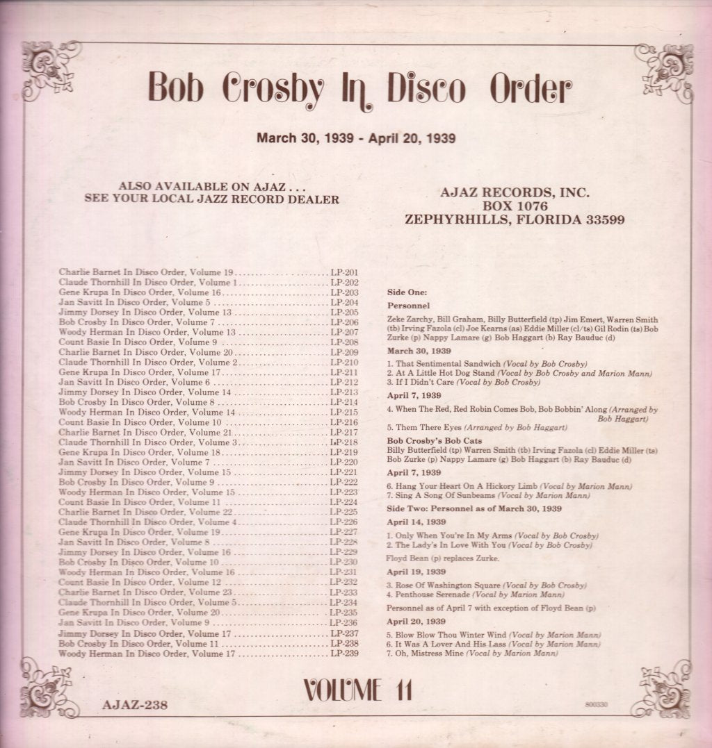 Bob Crosby - In Disco Order Volume 11 - Lp