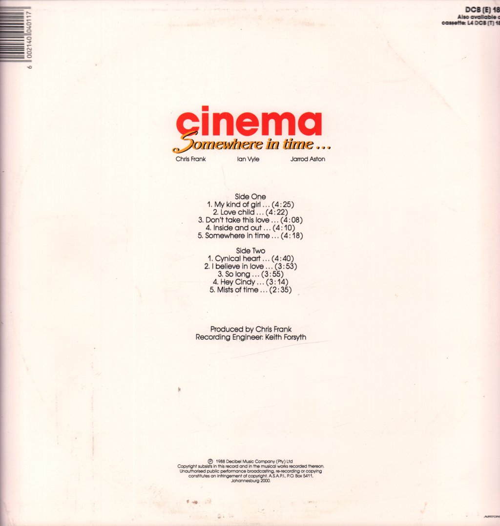 Cinema - Somewhere In Time - Lp