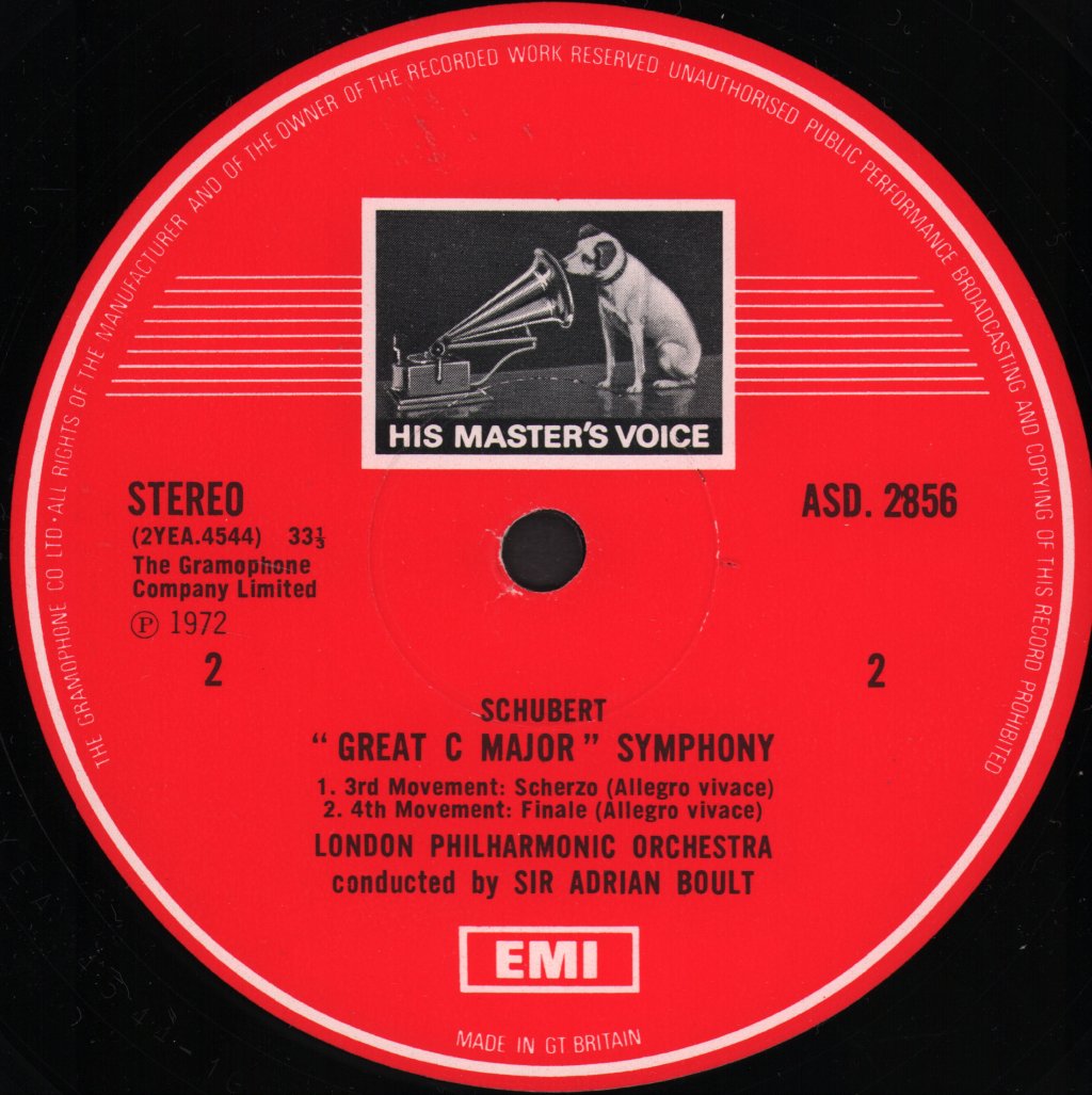 Sir Adrian Boult / London Philharmonic Orchestra - Schubert - Great C Major Symphony - Lp