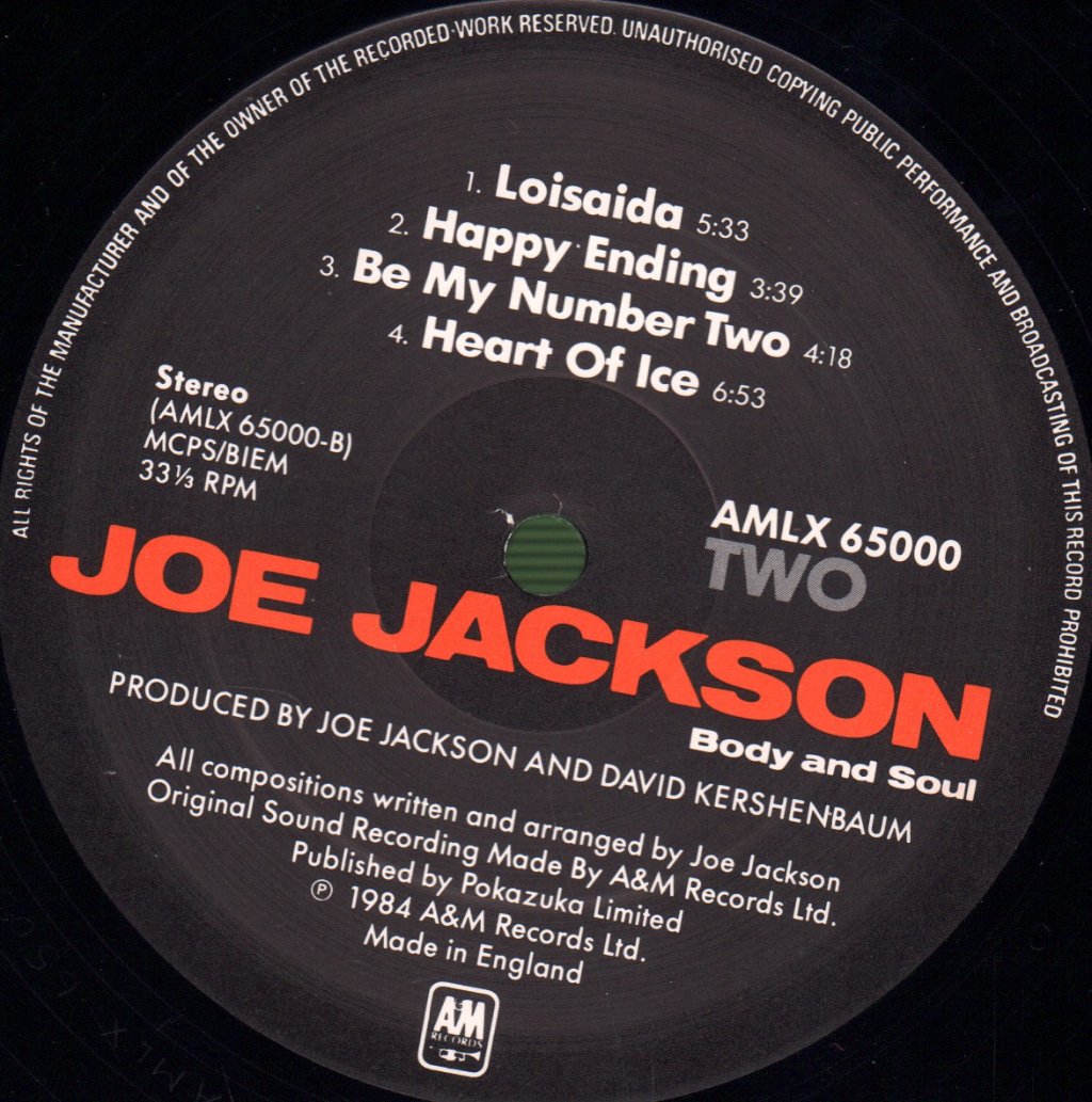 Joe Jackson - Body And Soul - Lp