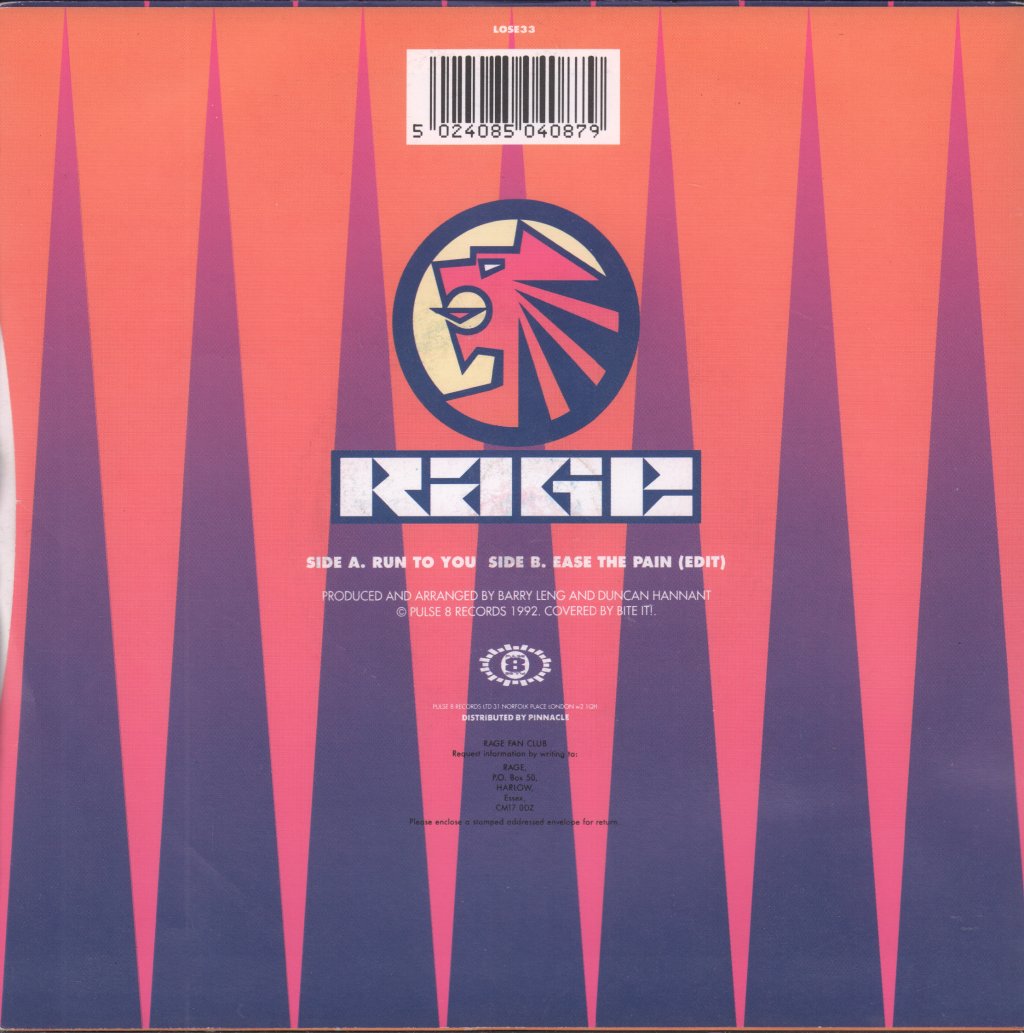 Rage (90'S Dance Artist) - Run To You - 7 Inch