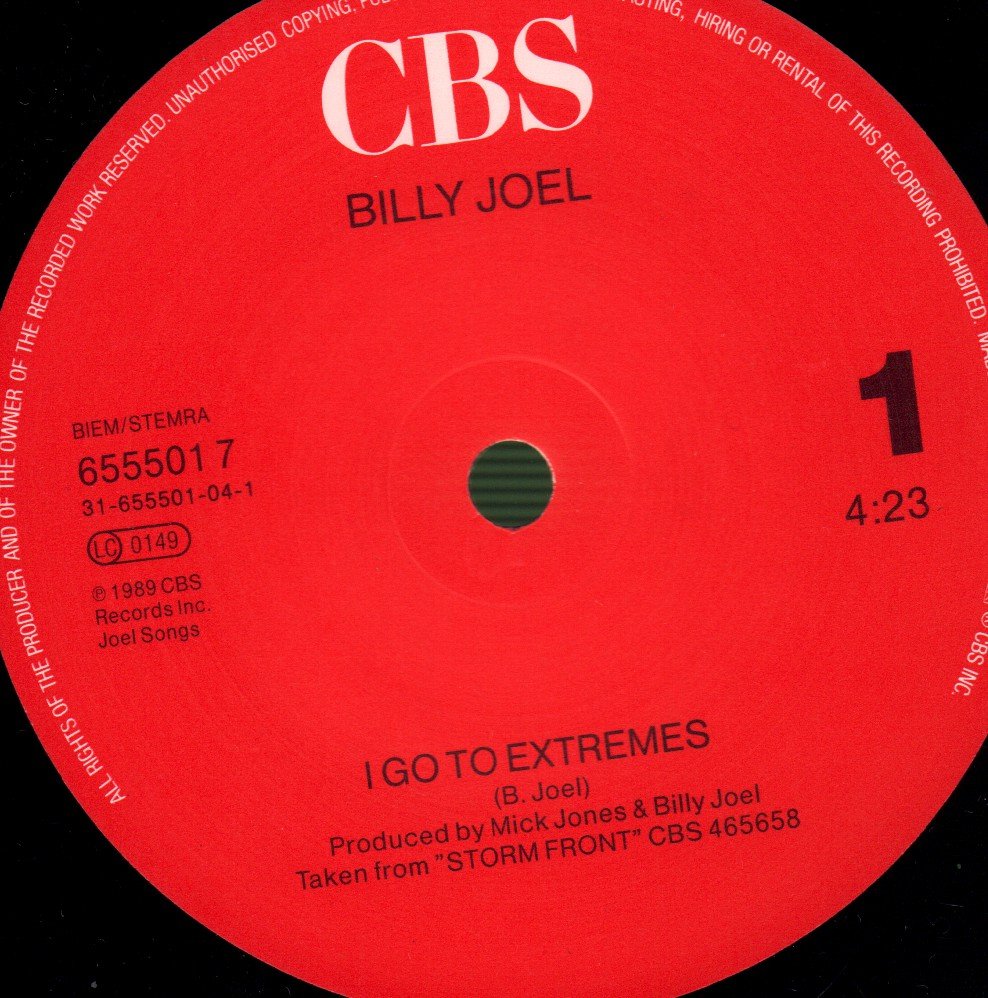 Billy Joel - I Go To Extremes - 7 Inch