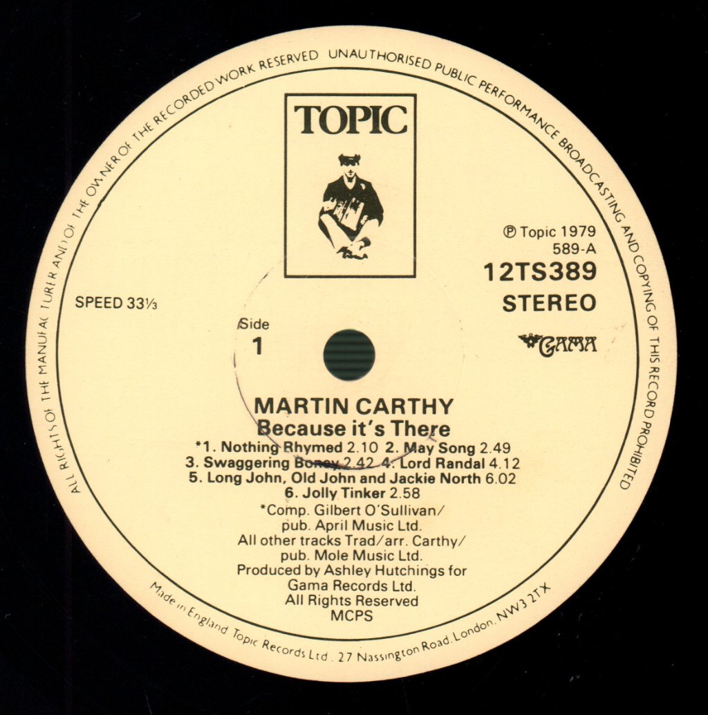 Martin Carthy - Because It's There - Lp