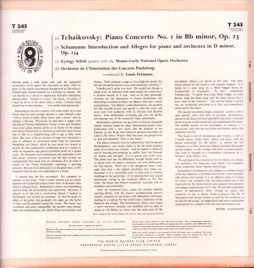 monte carlo national opera - tchaikovsky Piano Concerto No 1 - Lp