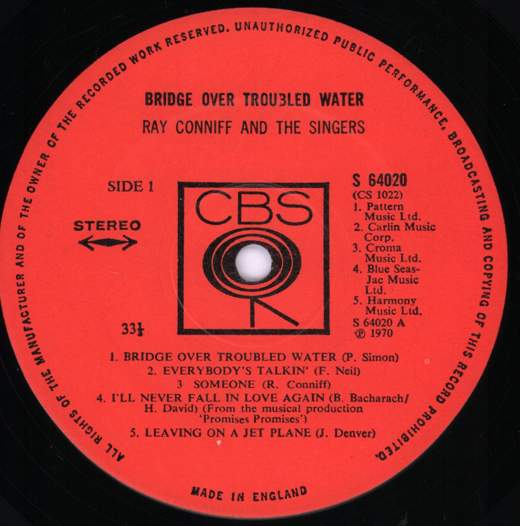 Ray Conniff And The Singers - Bridge Over Troubled Water - Lp
