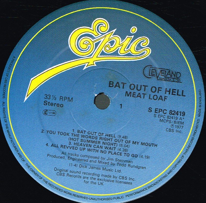 Meat Loaf - Bat Out Of Hell - Lp
