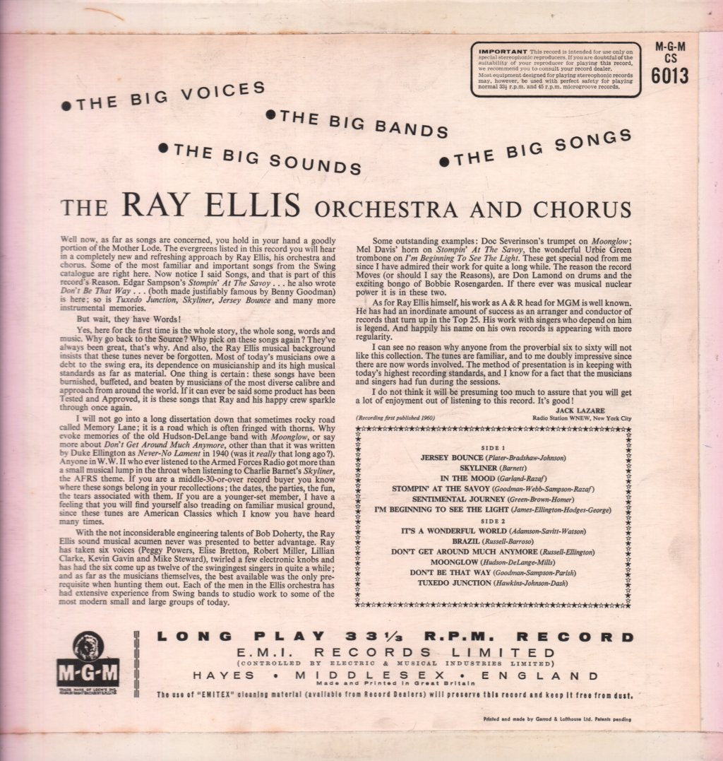 ray ellis orchestra & chorus - Big Voices, The Big Bands, The Big Songs, The Big Sounds - Lp