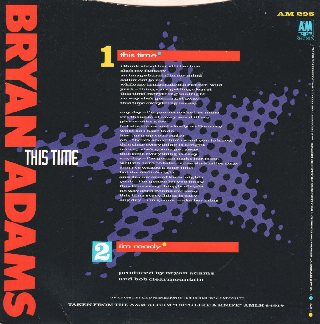 Bryan Adams - This Time - 7 Inch