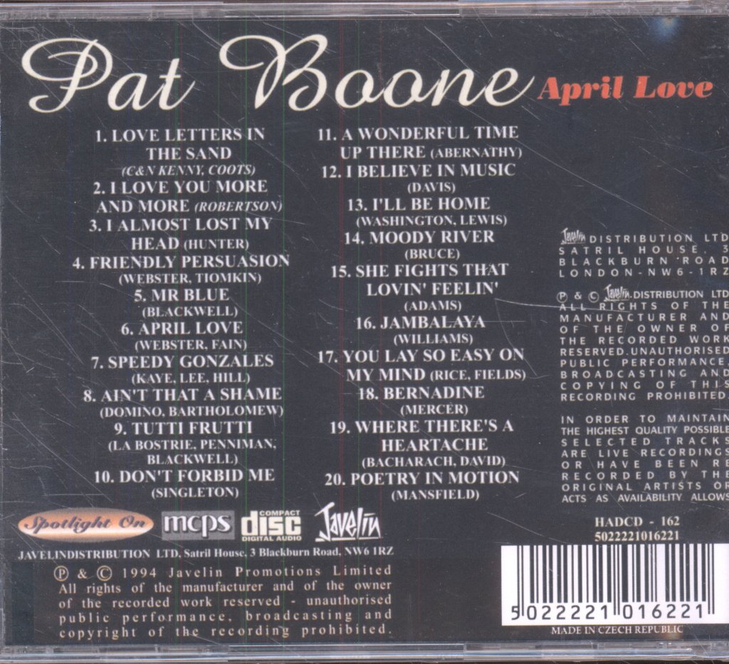 Pat Boone - April Love - Cd