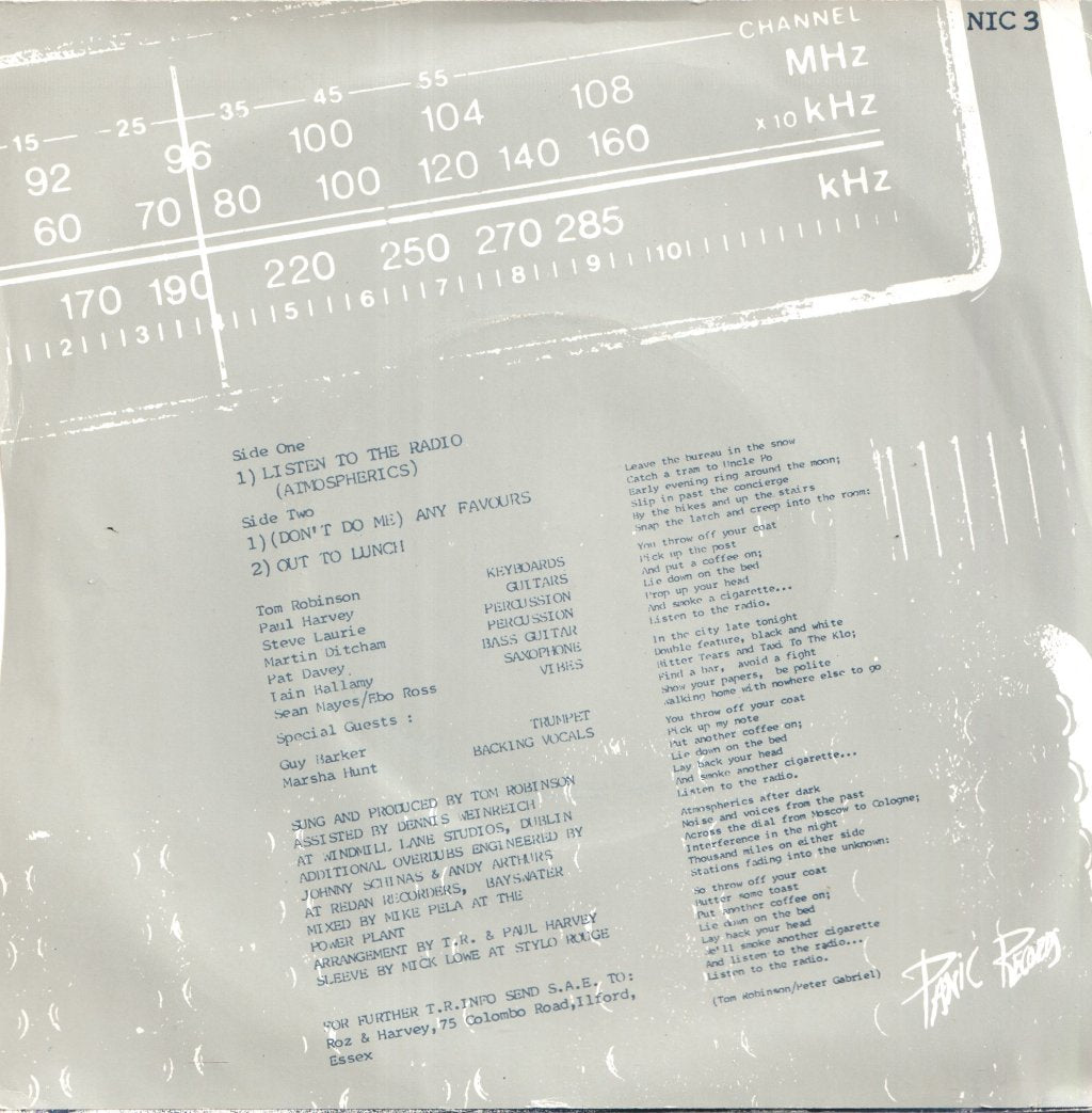 Tom Robinson Band - Listen To The Radio - 7 Inch