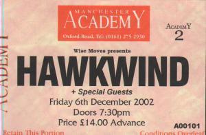 Hawkwind - Manchester Academy 6Th December 2002 - Ticket