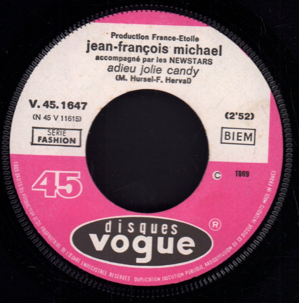 Jean-Francois Michael / Les Newstars - Adieu Jolie Candy / Francine - 7 Inch
