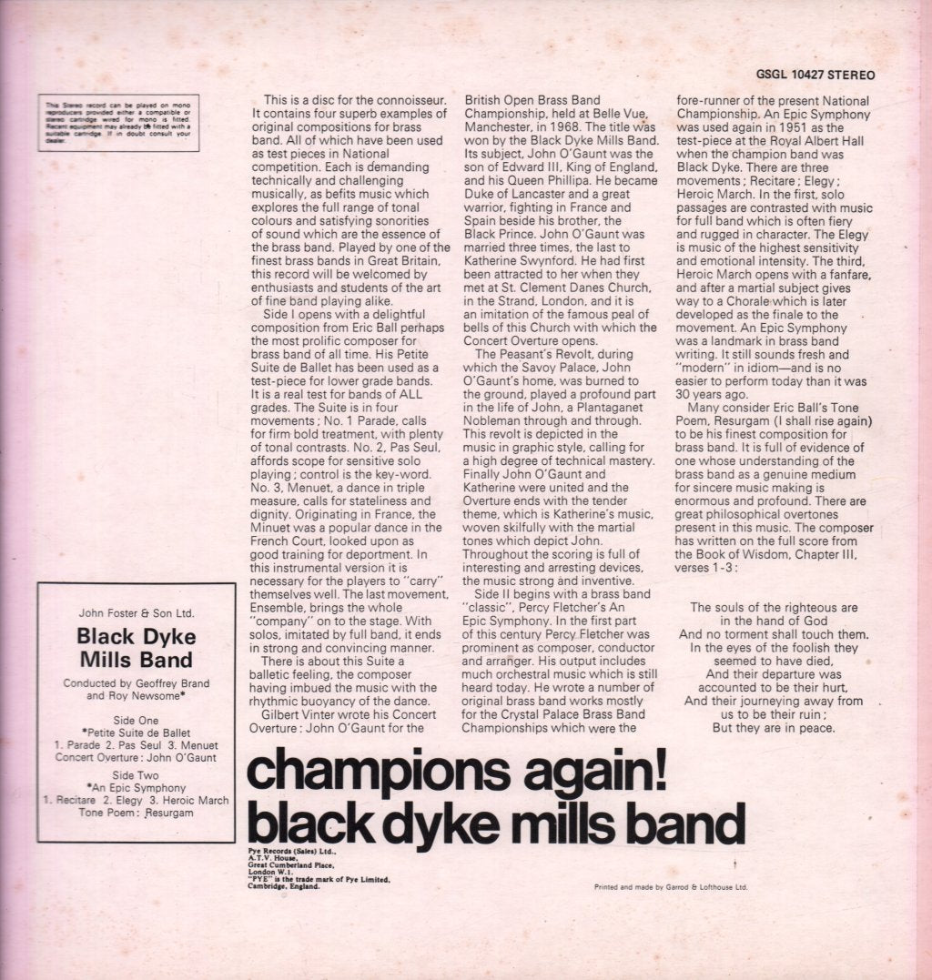 Black Dyke Mills Band - Champions Again! - Lp