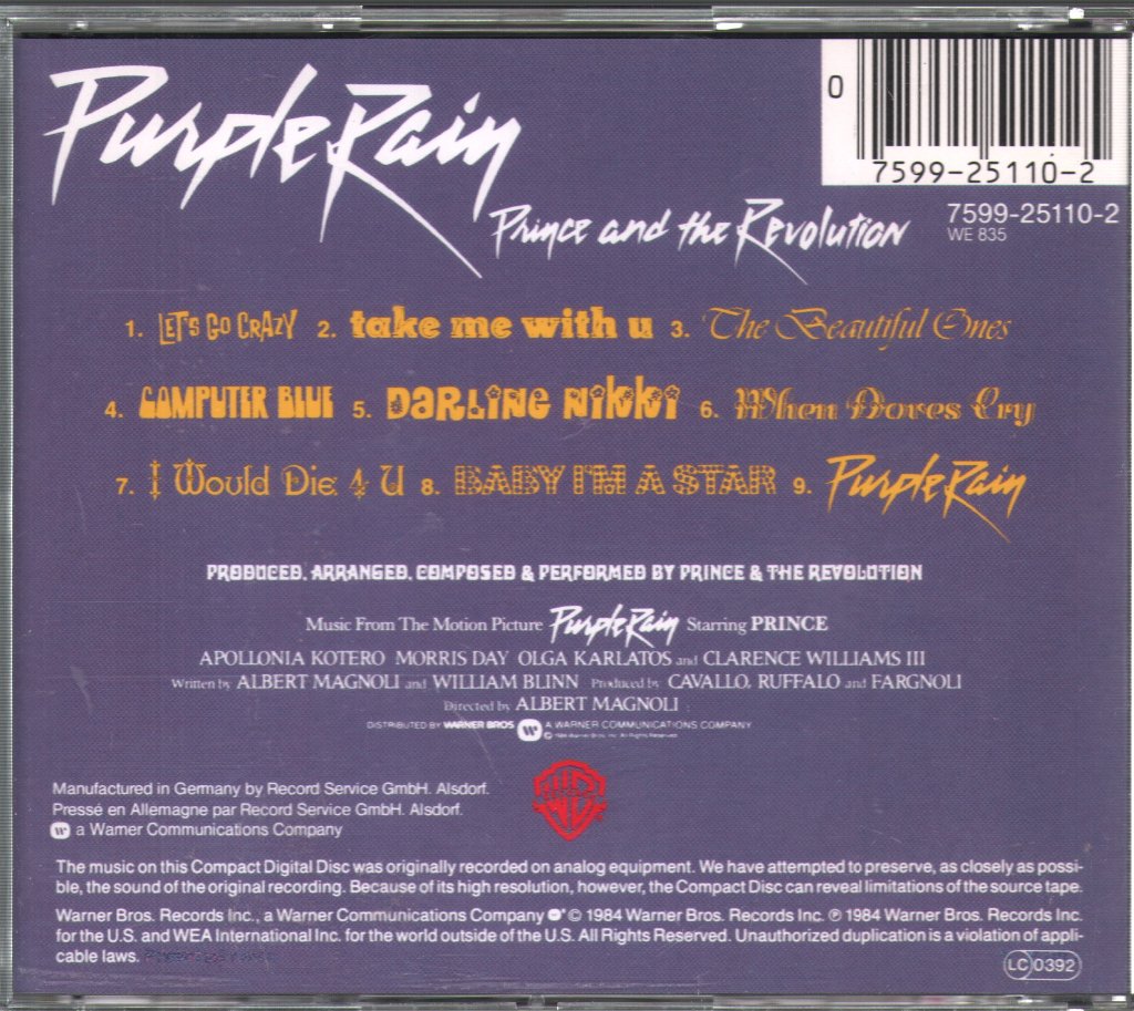Prince And The Revolution - Purple Rain - Cd